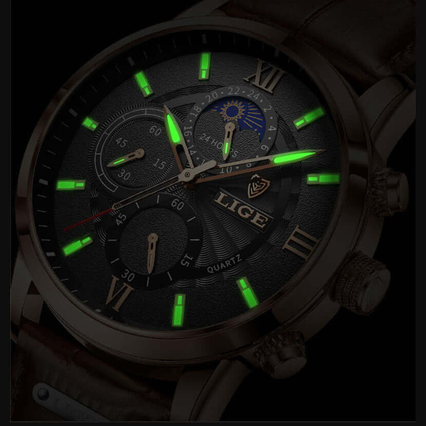 Relógio Lige Com Pulseira de Couro